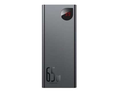 baseus adaman metal power banka s digitalnim displejem qc pd 20000mah 65w cerna usb a usb c kabel 30cm cerna ien467149