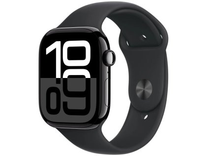 apple watch series 10 gps cellular 46mm jet black aluminium case with black sport band s m mwy33qc a ien529667