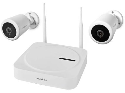 nedis 1080p kit 1x nvr 2x bullet kamera 2mpx objektiv 4 mm ip65 nocni videni sitove napajeni 12 v adapter bily ien485768