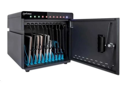 manhattan stolni nabijeci skrin 10 portu 180 w prepetova ochrana ticha ventilace kovove pouzdro cerna ien493843