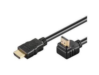 Vysokorýchlostný kábel HDMI+Ethernet PremiumCord, pozlátený 90° zahnutý konektor 1 m