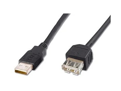 Predlžovací kábel USB 2.0, A-A, 0,5 m, čierny