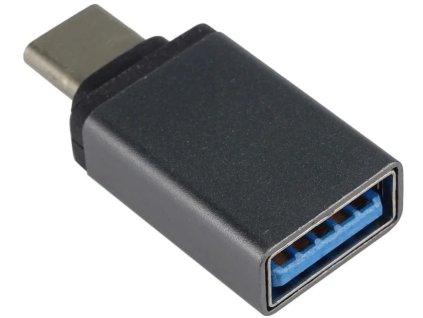 Adaptér PremiumCord USB-C/male - USB3.0 A/female, metalická sivá, OTG