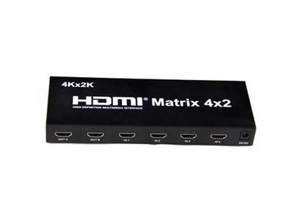 PremiumCord HDMI matrix switch 4:2 s audiom, rozlíšenie 4Kx2K khswit42b