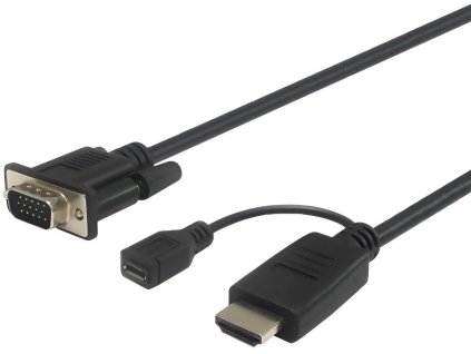 Káblový prevodník HDMI na VGA s napájacím micro USB konektorom 2m khcon-20