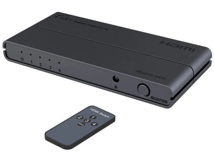 Prepínač HDMI 4:1 PremiumCord s podporou 4Kx2K@60Hz, 1080P, HDR, tlačidlovým ovládaním a diaľkovým ovládaním