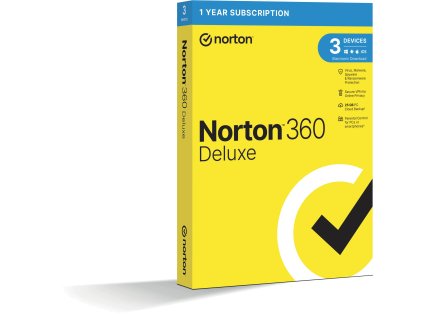 NORTON 360 DELUXE 25GB CZ 1uživatel, pre 3 zariadenia, na 12 mesiacov, box 21416704