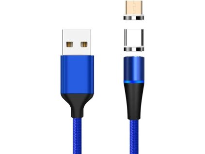 PremiumCord Magnetický nabíjací a dátový kábel micro USB a USB-C 1 m, modrý