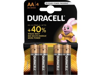 Alkalické batérie Duracell Basic, 4 ks (AA)