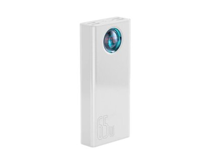 Baseus Amblight powerbank s digitálnym displejom QC 30000mAh Overseas Edition + kábel Type-C/Type-C 65W 1m, biela