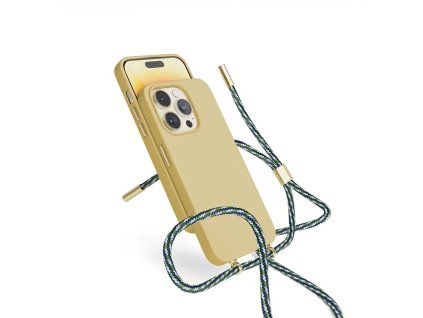 Silikónový kryt EPICO so šnúrkou na zavesenie pre iPhone 14 Pro Max (6,1") - pieskový