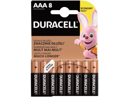 Alkalické batérie Duracell Basic, 8 ks (AAA)