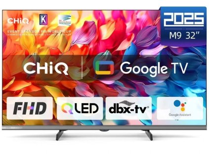 Televízor CHiQ L32QM9G 32", FHD, QLED, kovový, bezrámový, smart, Google TV, Dolby Audio, HDR, Chromecast