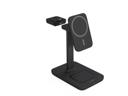 Magnetický nabíjací stojan Spello 3v1 (MagSafe) - čierny