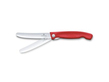 Victorinox Skladací nôž na desiatu Swiss Classic, červený, zvlnená čepeľ
