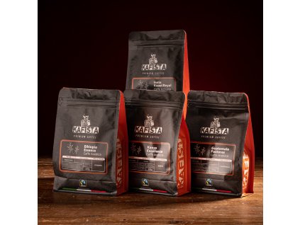Kafista balíček 4x250g - Single origin kávy pražené v Itálii, zrnková káva Fiartrade