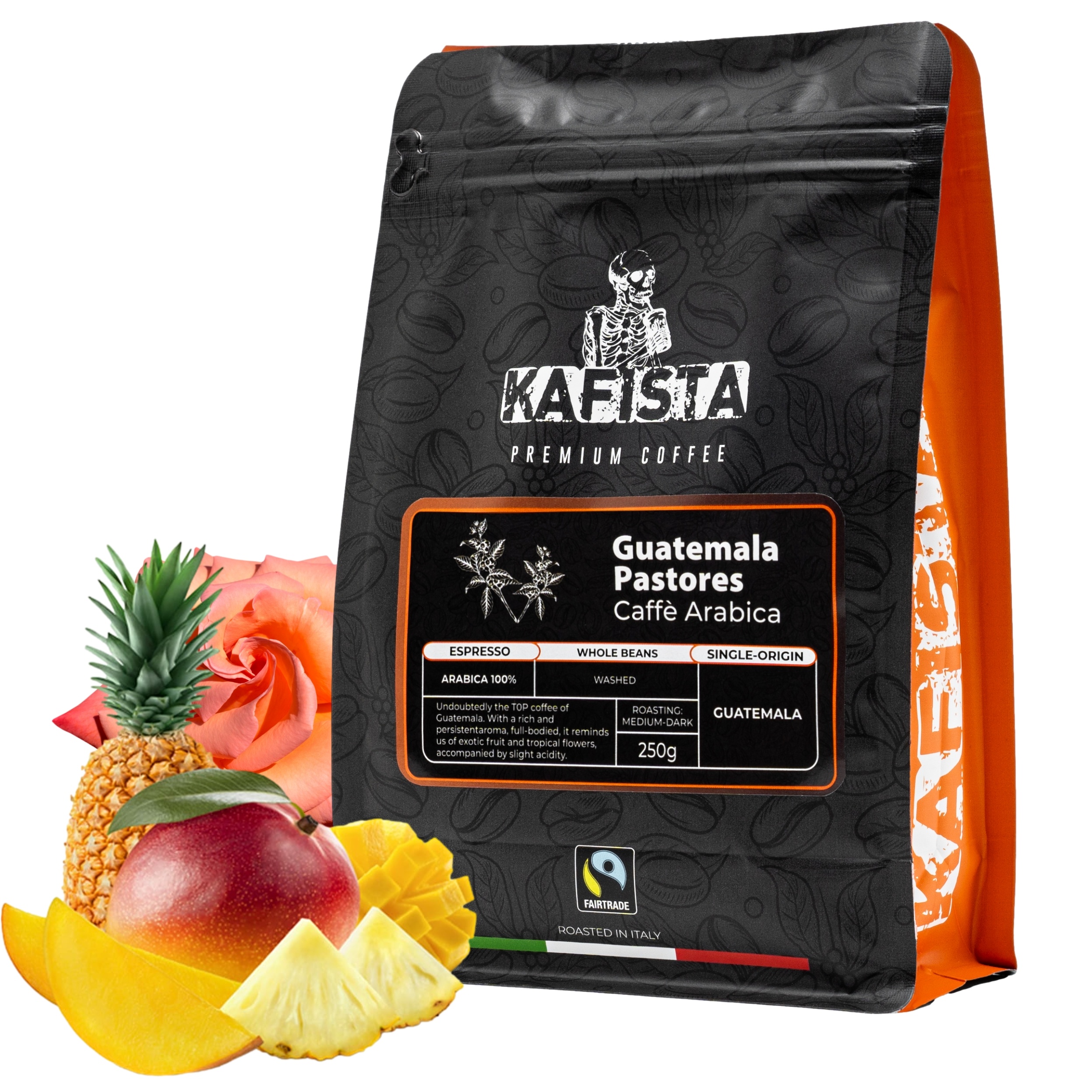 Kafista "Guatemala Pastores" -Zrnková káva, 100% Arabica Single Origin Espresso Káva, Pražená v Itálii Množství: 500g (2x250g)