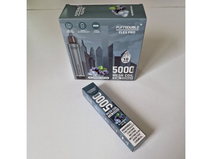 VAPO PUFFDOUBLE FLEX PRO 5000 BLUEBERRY ON ICE 1.1% JEDNORÁZOVÁ NABÍJECÍ GALERIJNÍ A SBĚRATELSKÉ ZBOŽÍ