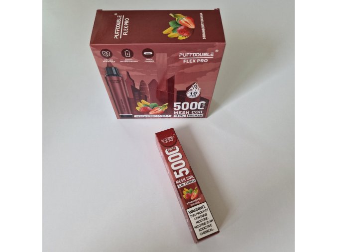 VAPO PUFFDOUBLE FLEX PRO 5000 STRAWBERRY-BANANA 1.1% JEDNORÁZOVÁ NABÍJECÍ GALERIJNÍ A SBĚRATELSKÉ ZBOŽÍ