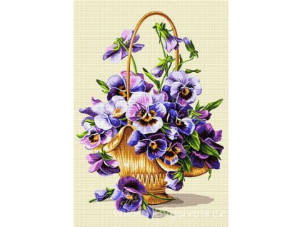 HU-AZ631 Košík s maceškami (gobelínový steh)