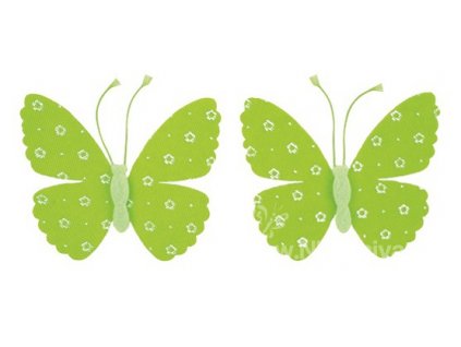 AP8882 Motýl filcový na klipu 9cm, zelený (2ks)
