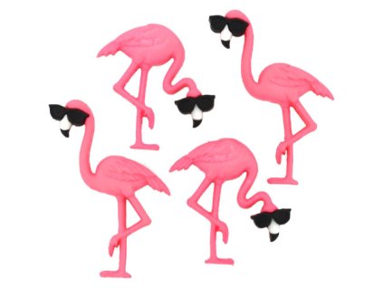 DIU-10407 Ozdobné knoflíky - Think Pink Flamingos