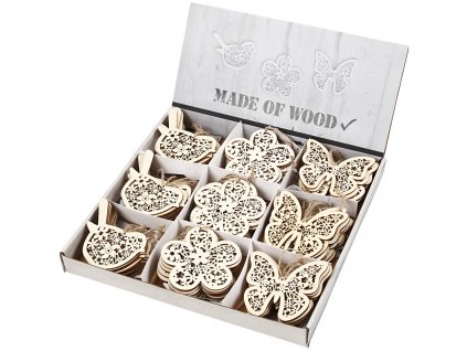 CRE-57971 Dřevěné ozdoby s jarní tématikou (mix - 1ks)