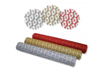 V70844-R Krajka dekorační š. 48cm glitter - červená (4,5m)