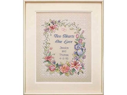 3122 Two Hearts Wedding Record - Svatební sampler