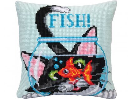 ADA5.403 Polštář - kočka a zlatá rybka