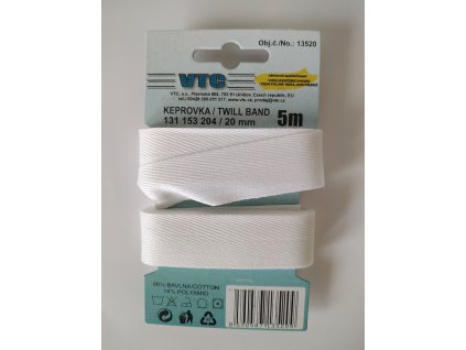 V13520 Keprovka - bílá š.2cm (5m)