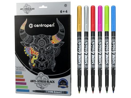 AP991044 Antistresové omalovánky se 6 metalickými fixy (4 motivy)