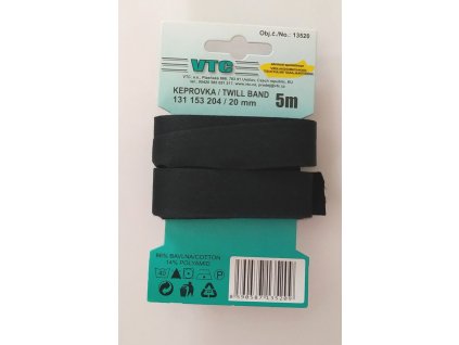 V13520 Keprovka - černá š.2cm (5m)