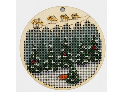 FRU-1017 Zimní les (vyšívaná překližka)