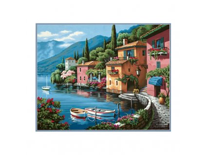 DIM73-91425 Malování podle čísel - Lakeside Village (51x41cm)
