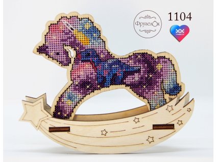 FRU-1104 Houpací koníček - noční obloha (vyšívaná překližka)