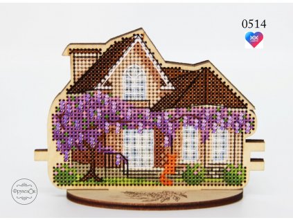 FRU-0514 Domek v jarním období (vyšívaná překližka)