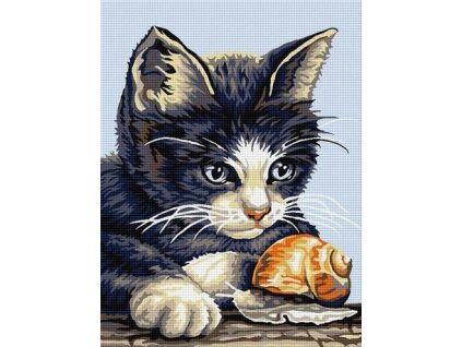 HU-AZ431 Kočka a hlemýžď (gobelínový steh)