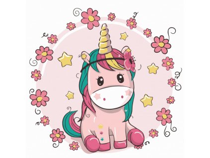 ACR-15504-AC Malování podle čísel - Jednorožec mezi květy (30x30cm)