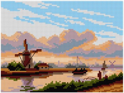 OR3504 L.J. Kleijn - Panoramatická letní krajina s čluny (18x24cm)