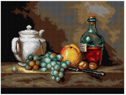 OR3537 J. Chardin - Zátiší s bílou konvičkou, hrozny, kaštany a jablkem (30x40cm)