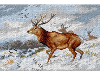 OR3567 C.F.Deiker - Jelení stádo ve sněhu (40x60cm)