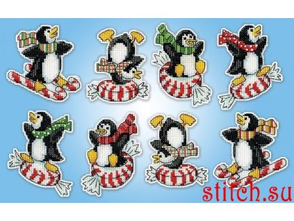 DW-6919 Vánoční plastové ozdoby - tučňáci (8ks)