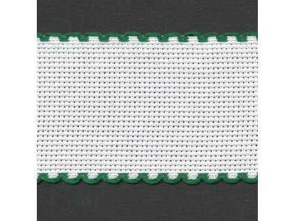 ZW7107-166 Vyšívací stuha se zeleným okrajem š.5cm (1m)