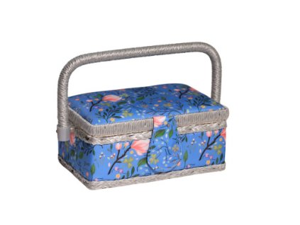 RT-13402-4 Košík na šicí potřeby s modrým potiskem květin