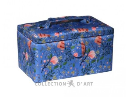 RT-13403-1-4 Košík na šicí potřeby modrý s potiskem květin