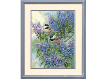 35258 Chickadees and Lilacs - Sýkorky a šeřík