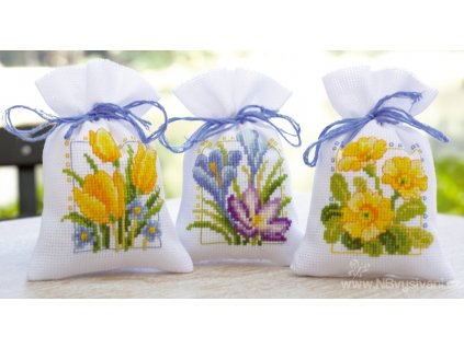 VE-PN0147592 Dekorační sáčky - jarní květiny (set 3ks)