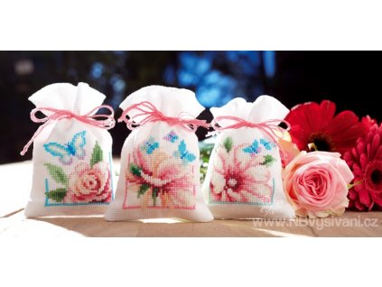 VE-PN0150898 Dekorační sáčky s květy a motýlky (set 3ks)