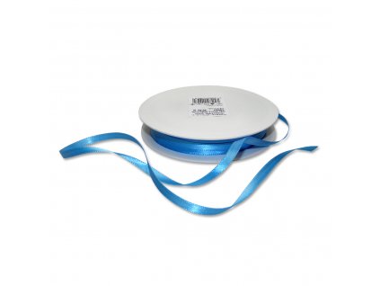 V14027 Stuha atlasová oboulící 6 mm - modrá (1m)